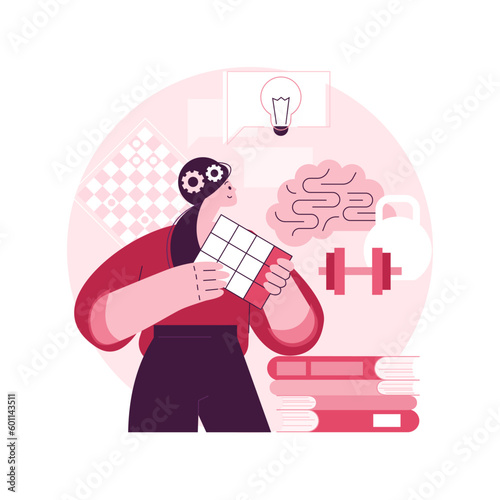 Mind fitness abstract concept vector illustration. Keep your mind in shape, mental fitness training, emotional fitness community, exercise thinking flexibility, brain training abstract metaphor.