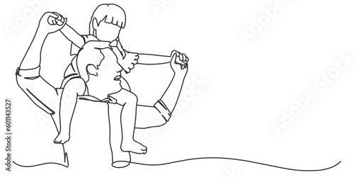 Fathers day line art vector illustration, father and daughter line art illustration
