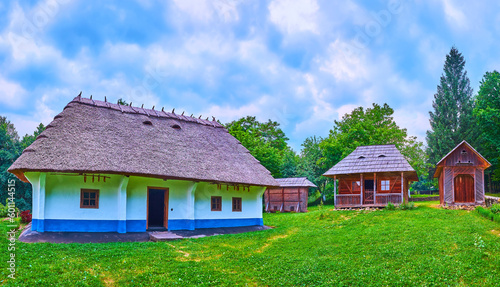Panorama of historic Bukovinian estate, Chernivtsi scansen, Ukraine photo