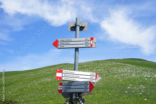 CAI signals for hikers, Umbria, Italy photo