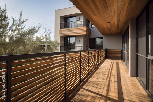 Fototapet modern balcony with an evening sunlight,