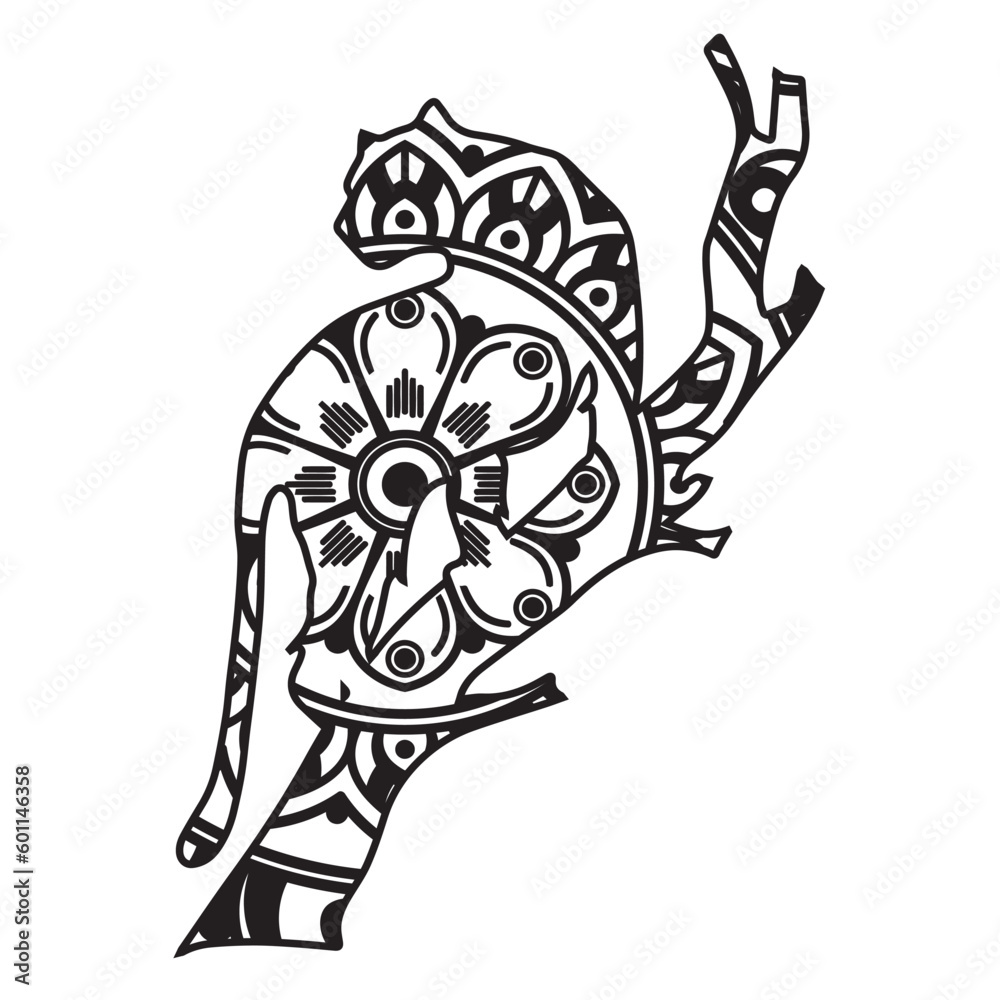 hand drawn illustration of an tiger.Vector animal mandala coloring page for adult