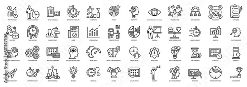 Productivity vector icons. Charts, communication, chat, speedometer