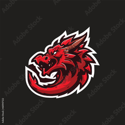 Asian dragon esport mascot logo illustration