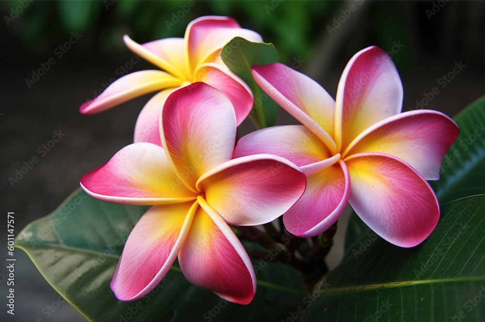 Fototapeta premium Close-up of flower with yellow and pale pink petals. Generative AI.