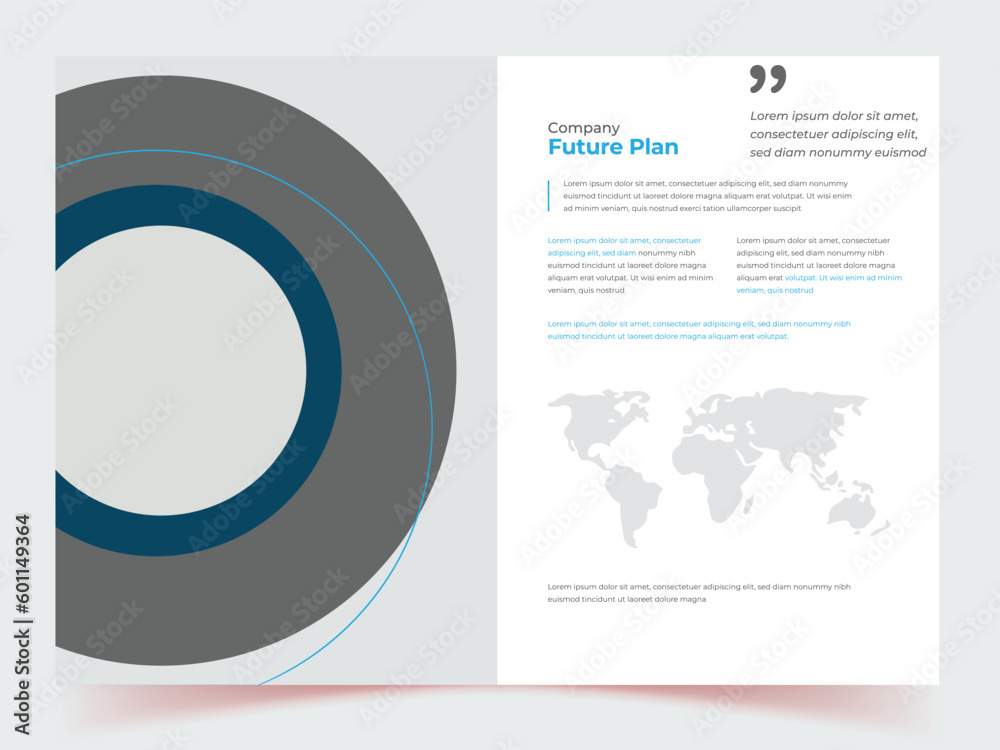 Fototapeta premium Professional Booklet Design, Company profile brochure template layout, blue color shape template design, Vector Template, post design, annual report, two Color, modern brochure design