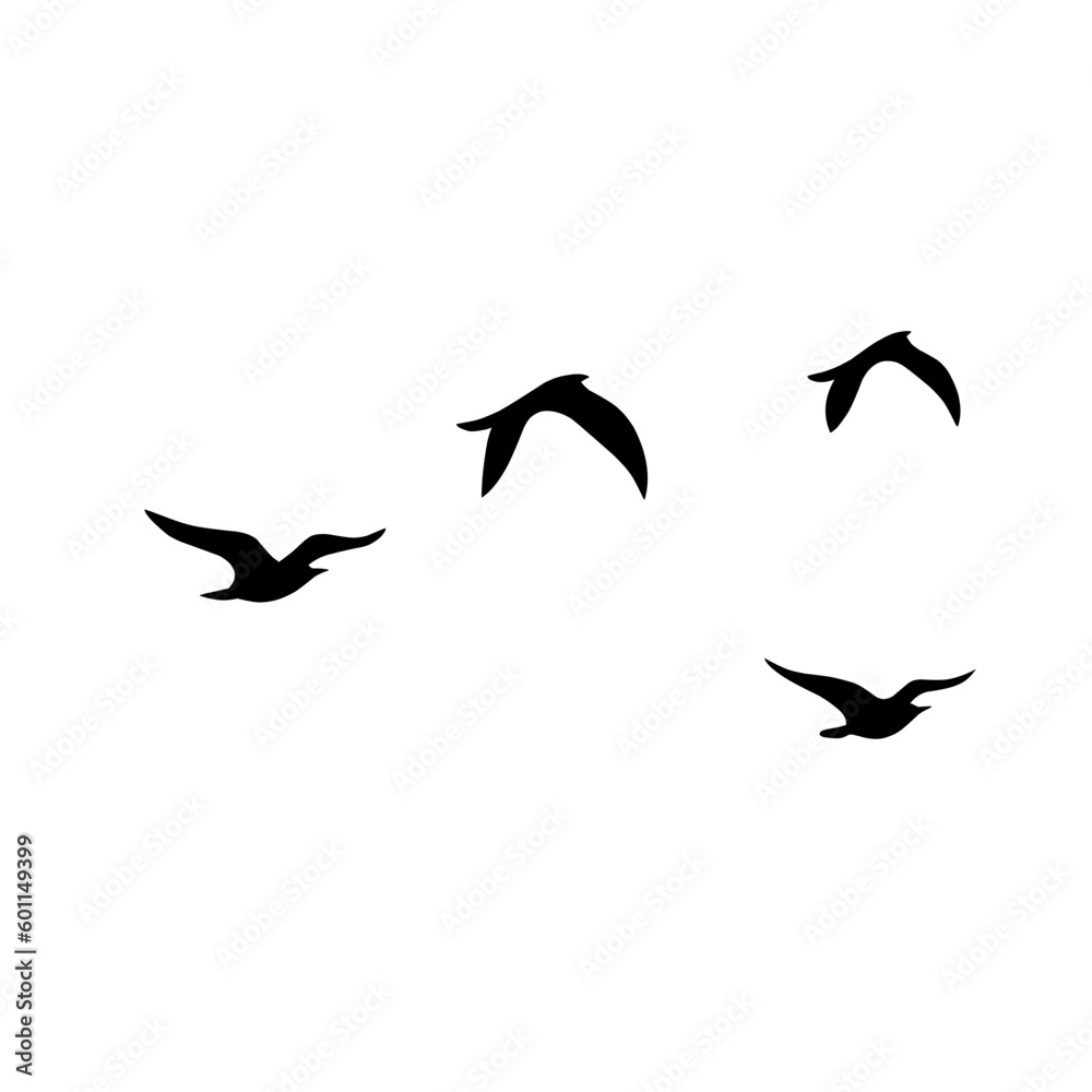 Bird flock silhouette vector illustration.