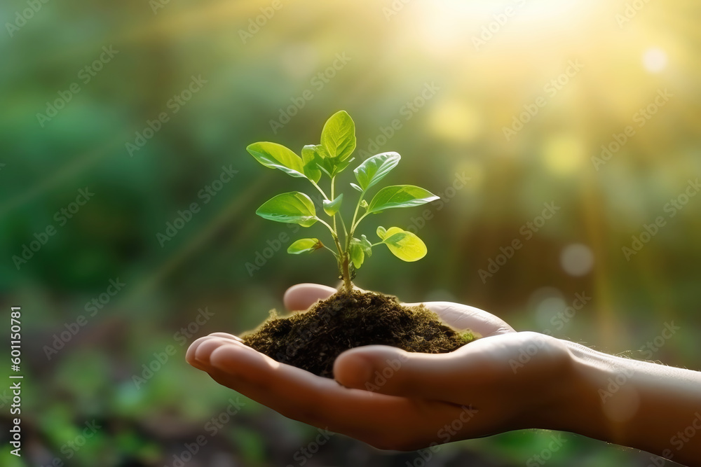young plant in the hands, AI generative young plant in the hands, AI generative