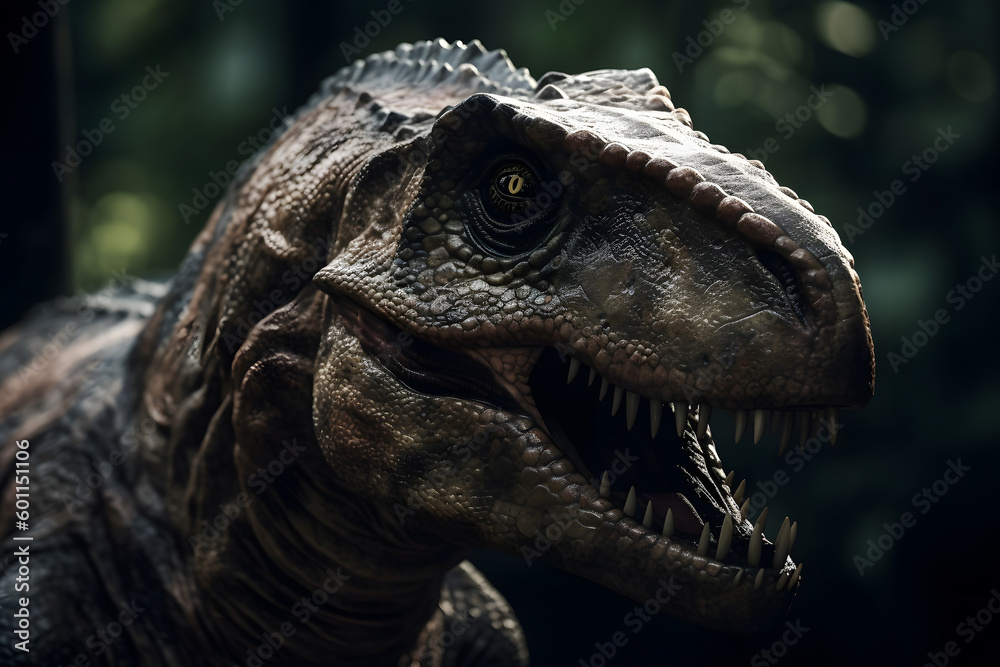 Obraz premium image of nature and walking dinosaurs. Generative AI 