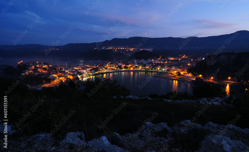 Located in Bartin, Turkey, the town of Amasra is another beautiful one at night.