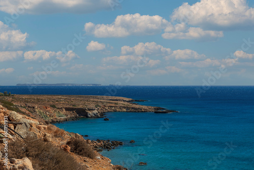 Beautiful landscape. Coast of the island of Crete - Greece area of Lerapetra Eden Rock. Beautiful sky at sunrise over the sea. photo