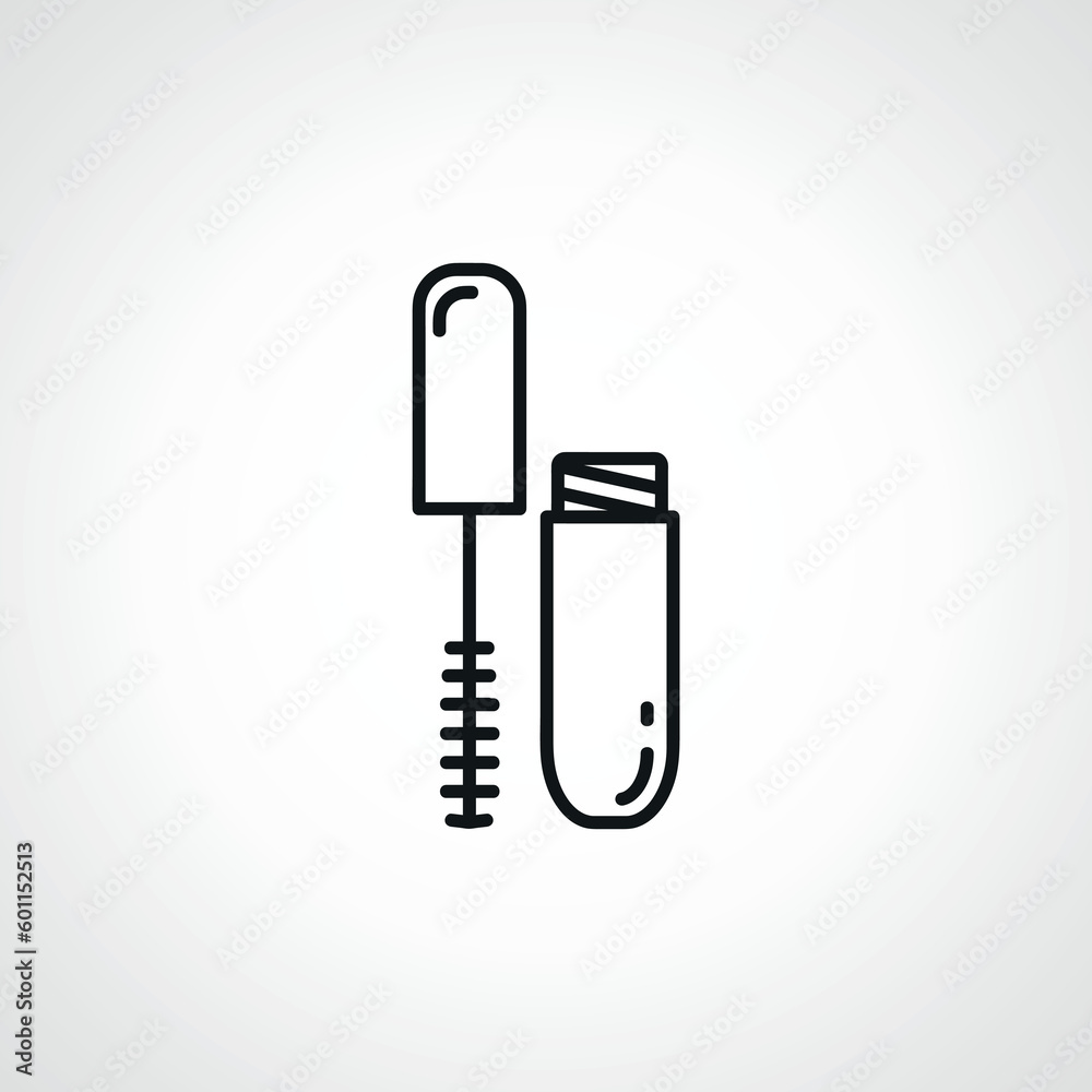 mascara for eyes line icon. Open tube of mascara outline icon. mascara for eyes line icon. Open tube of mascara outline icon.