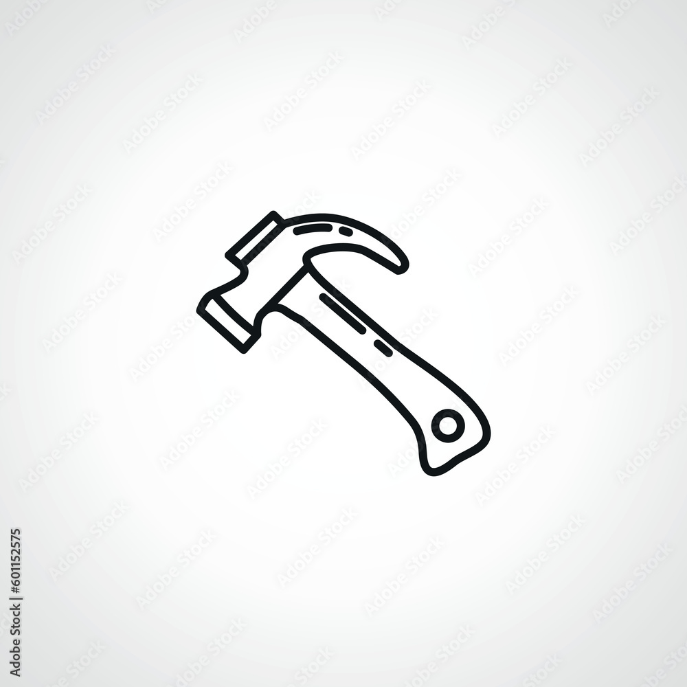 Hammer line icon, repair hammer linear icon. Hammer line icon, repair hammer linear icon.