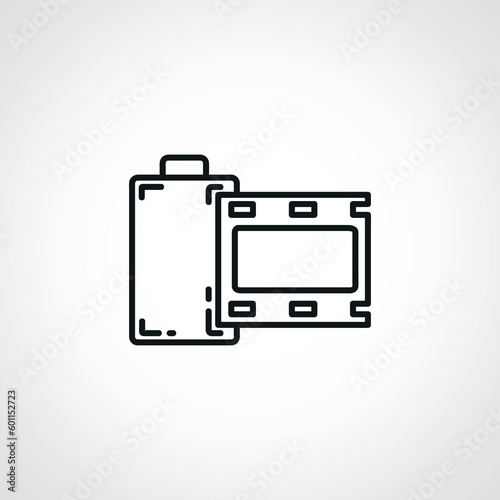 Photo frame tape line icon. Photo tape outline icon.