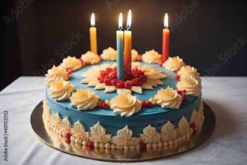 Birthday cakes with candles Ai Generated
