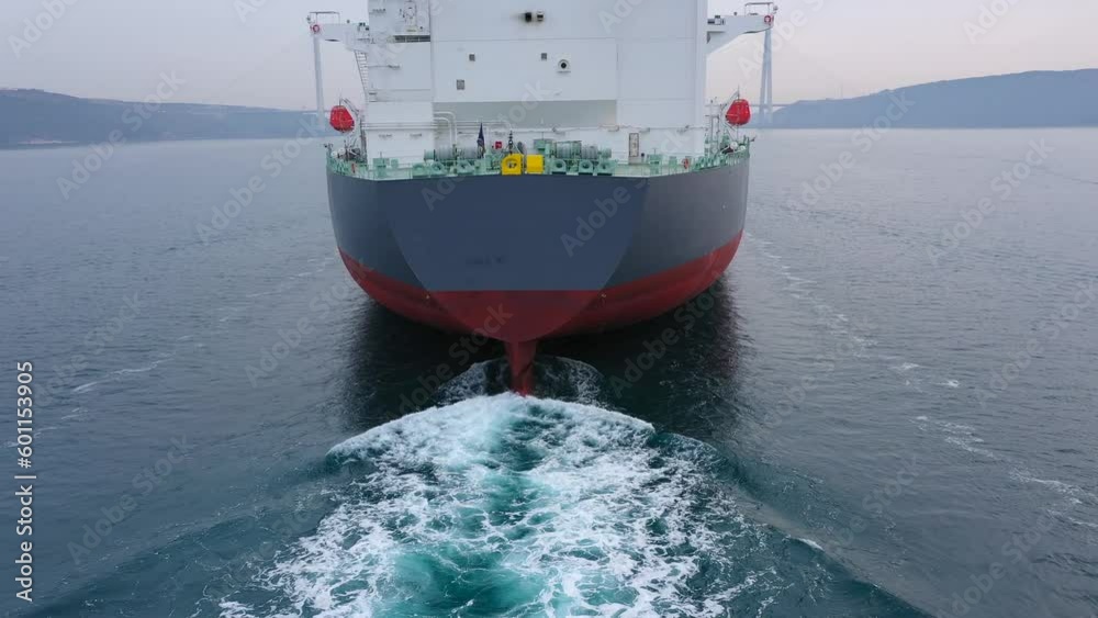 Video Stock Close up of huge rudder of a crude oil tanker maneuvering ...