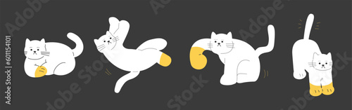 Cute cat illustration set. lovely pet. happy and lazy cat.