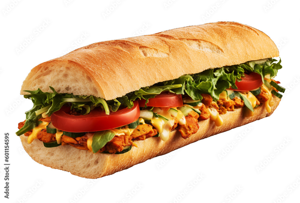 Medianoche sandwich in transparent background. Generative AI. Medianoche sandwich in transparent background. Generative AI.