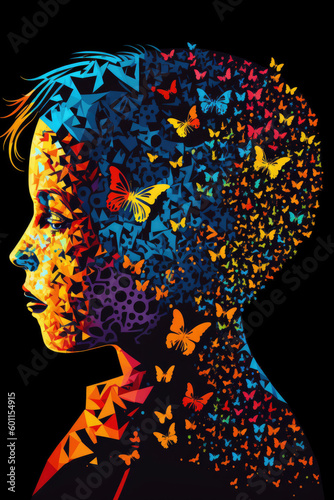 World autism awareness day. Little boy made from jigsaw puzzle pieces. Child autism concept ,made with Generative AI