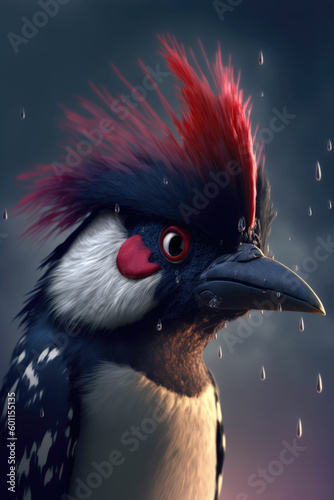 Beautiful woodpecker in the forest ,made with Generative AI