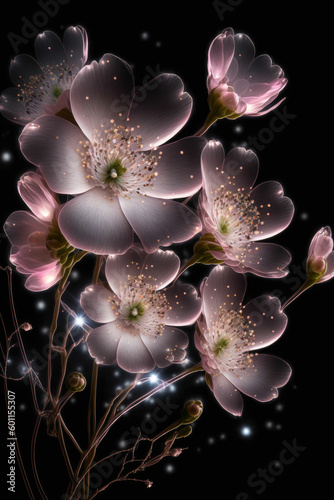 Colorful glass flowers with delicate colors ,made with Generative AI