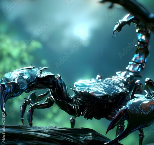  Silver scorpion posing / Generative AI