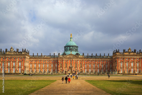 Potsdam, Germany – April 08.2023:New Palace in the western part of Sanssouci Park. Place for text.