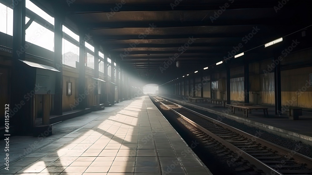 Obraz premium Empty subway station in the city. Generative AI
