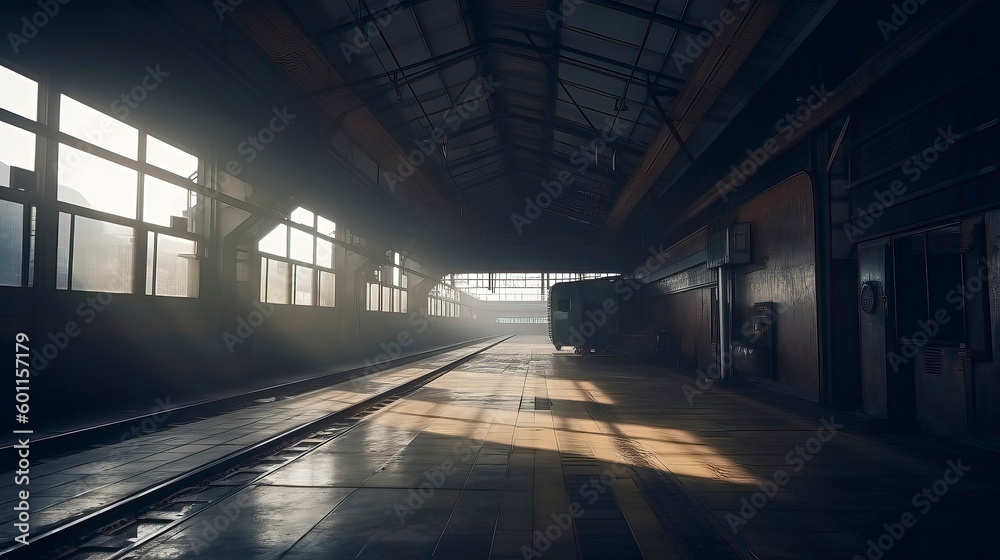 Empty subway station in the city. Generative AI Empty subway station in the city. Generative AI