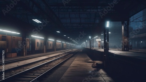 Empty subway station in the city. Generative AI © CREATIVE STOCK