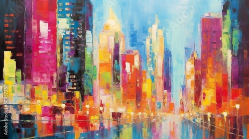 Oil painting city made with Ai generative technology