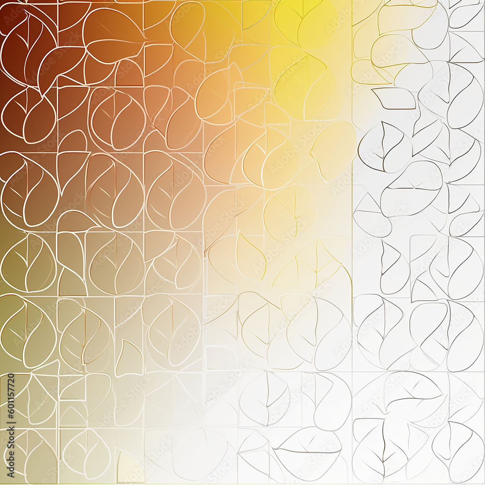 Abstract background with a pattern of leaves on a light-colored background.  Mosaic.   Generative ai