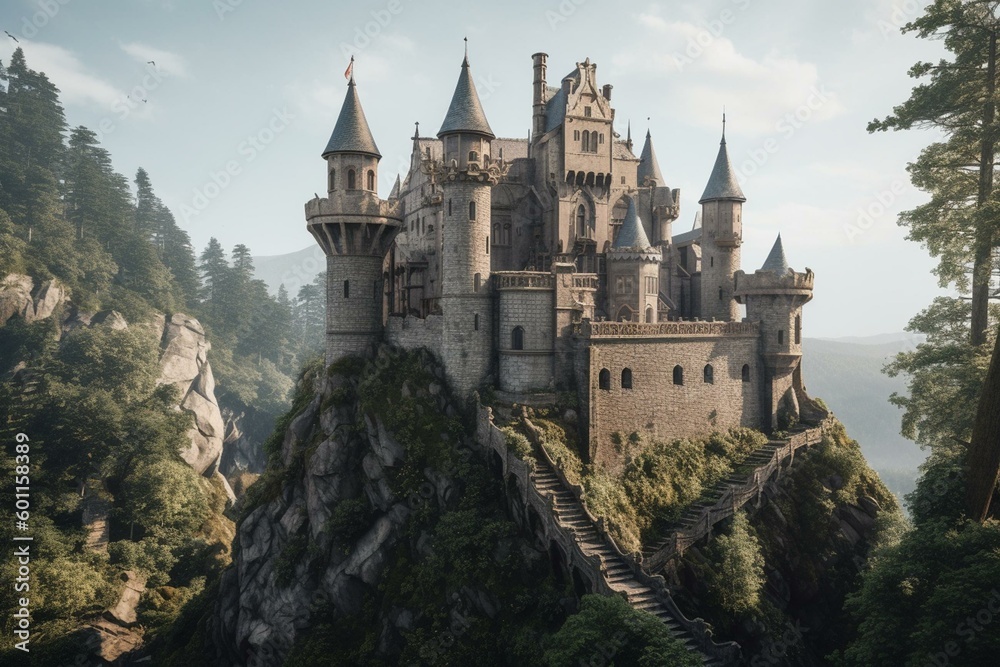 A castle belonging to high elves. Generative AI