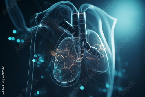Illustration of advanced pulmonary function testing in pulmonology. Generative AI photo