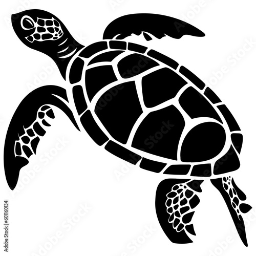 Silhouette of a swimming sea turtle illustration