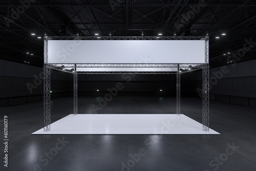 Exhibition stand for mockup and Corporate identity,Display design.Empty booth Design.Retail booth elements in Exhibition hall.booth Design trade show.Blank Booth system of Graphic Resources.3d render.