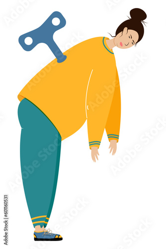 The character of a man tired and lacking strength. Running out of energy