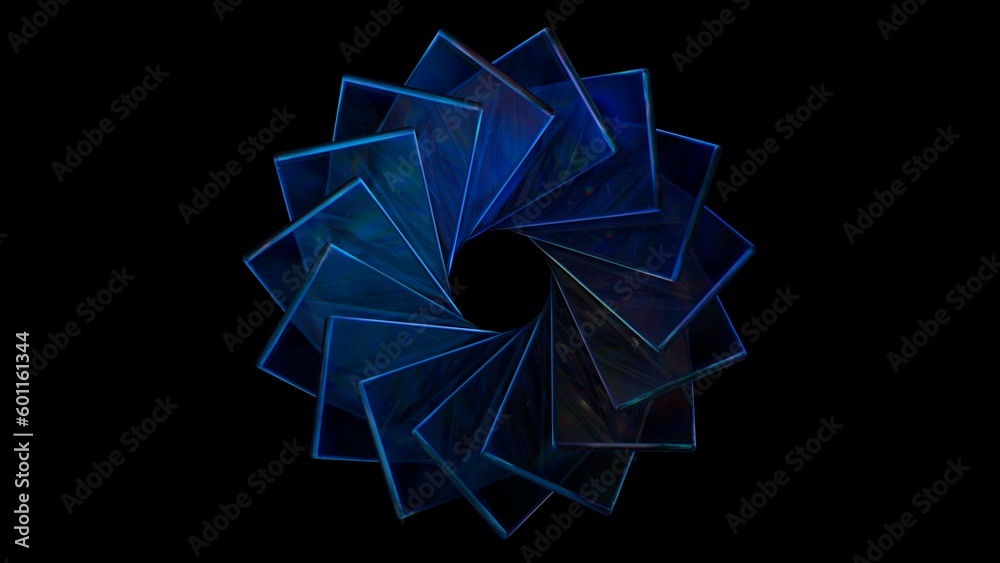 Abstract design background. 3d illustration of diaphragm made of glass
