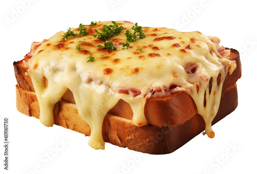 Croque monsieur in transparent background. Generative AI.