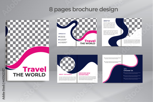 Travel Flyer Design Template, Tour Flyer, Tourism Color A4 Print Ready 8page Brochure Design photo