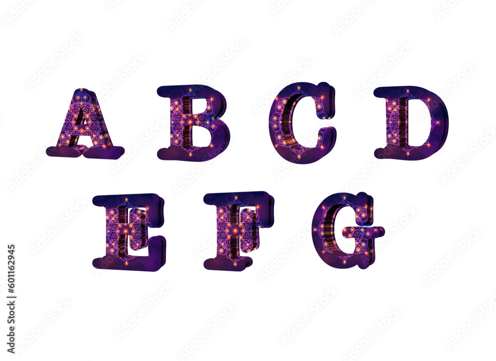 Naklejka premium Magenta Letters And Soft Illuminations-A-G