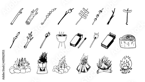 Wallpaper Mural Hand drawn vector campfire and grill clipart set Torontodigital.ca