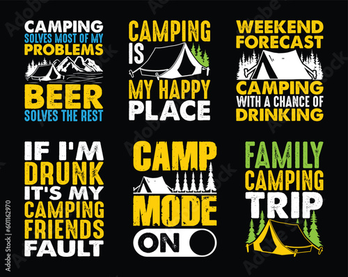 camping T shirt Design Bundle, Quotes about camping, Adventure, outdoor, camping T shirt, Hiking, Camping typography T shirt design Collection