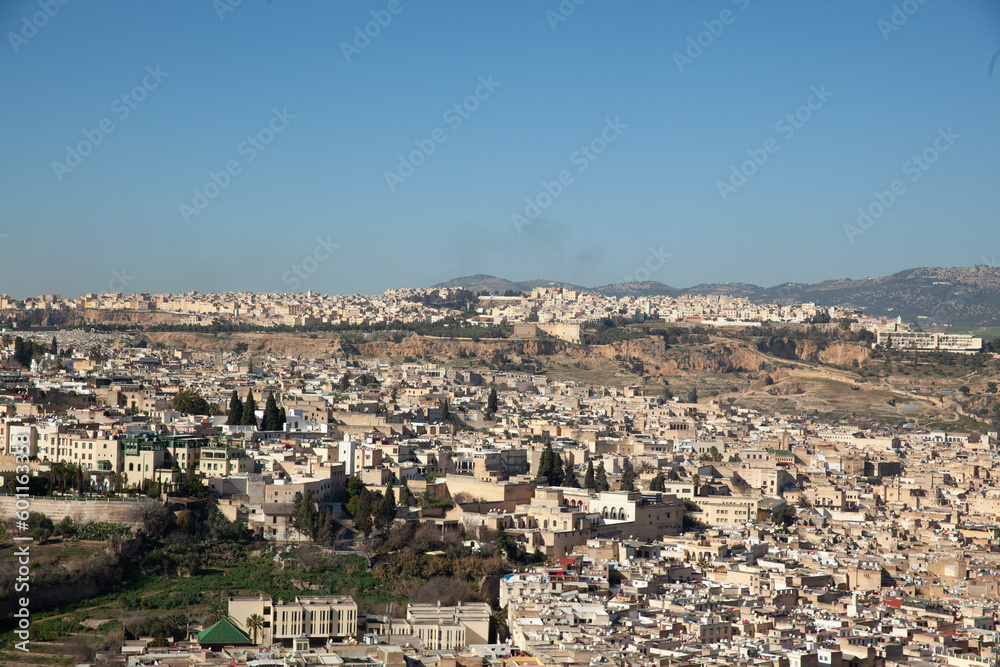 Fes city in Morocco. Aerial view