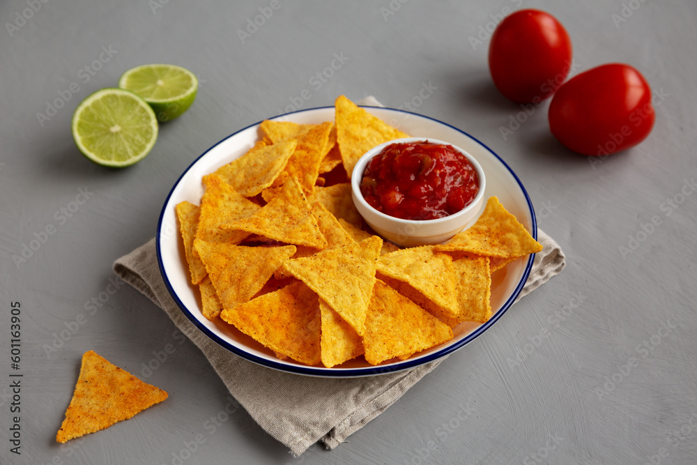 Homemade Salsa Dip and BBQ Chips Ready to Eat Homemade Salsa Dip and BBQ Chips Ready to Eat