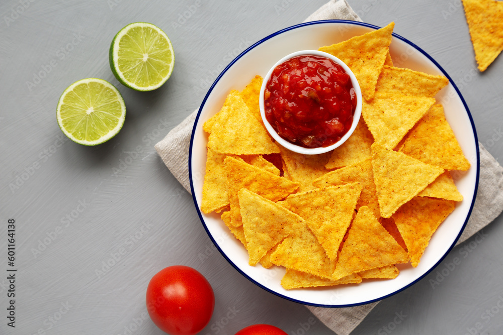 Homemade Salsa Dip and BBQ Chips Ready to Eat Homemade Salsa Dip and BBQ Chips Ready to Eat