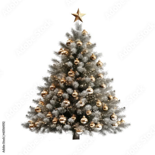 Christmas tree isolated. Illustration AI Generative.