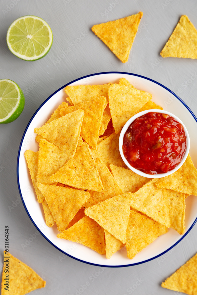 Homemade Salsa Dip and BBQ Chips Ready to Eat Homemade Salsa Dip and BBQ Chips Ready to Eat