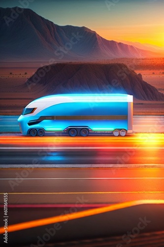 Truck on the road. Generative AI illustration.  © Jolie
