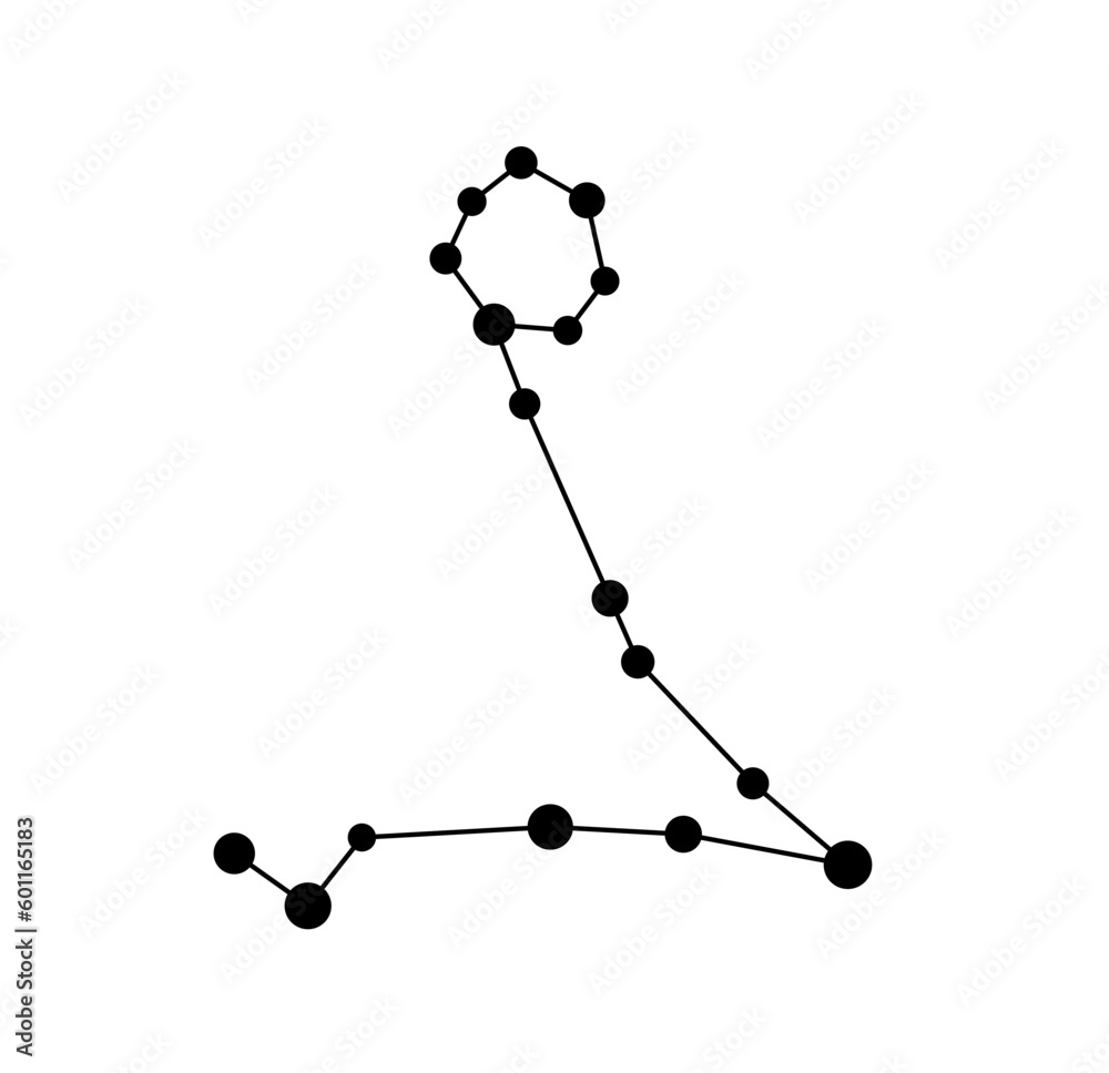 Stars Colorless Vector isolated one single Pisces stars constellation map scheme ...